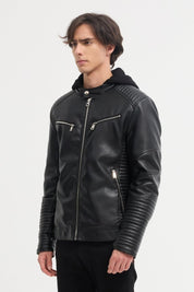 Veste Homme en Similicuir noir avec Doublure Fourrure JÉRÉMIE