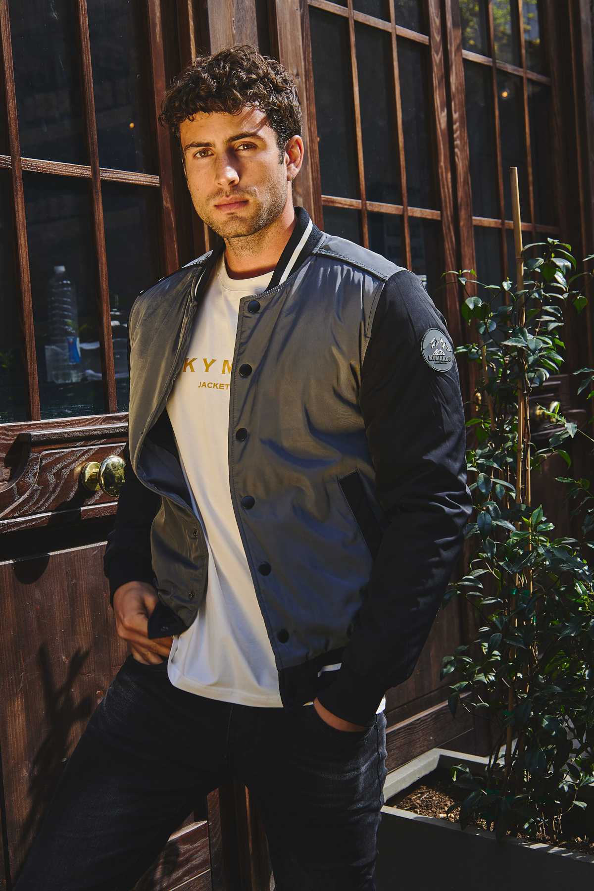 Bomber d'hiver avec petit col teddy bicolore pour homme Kymaxx