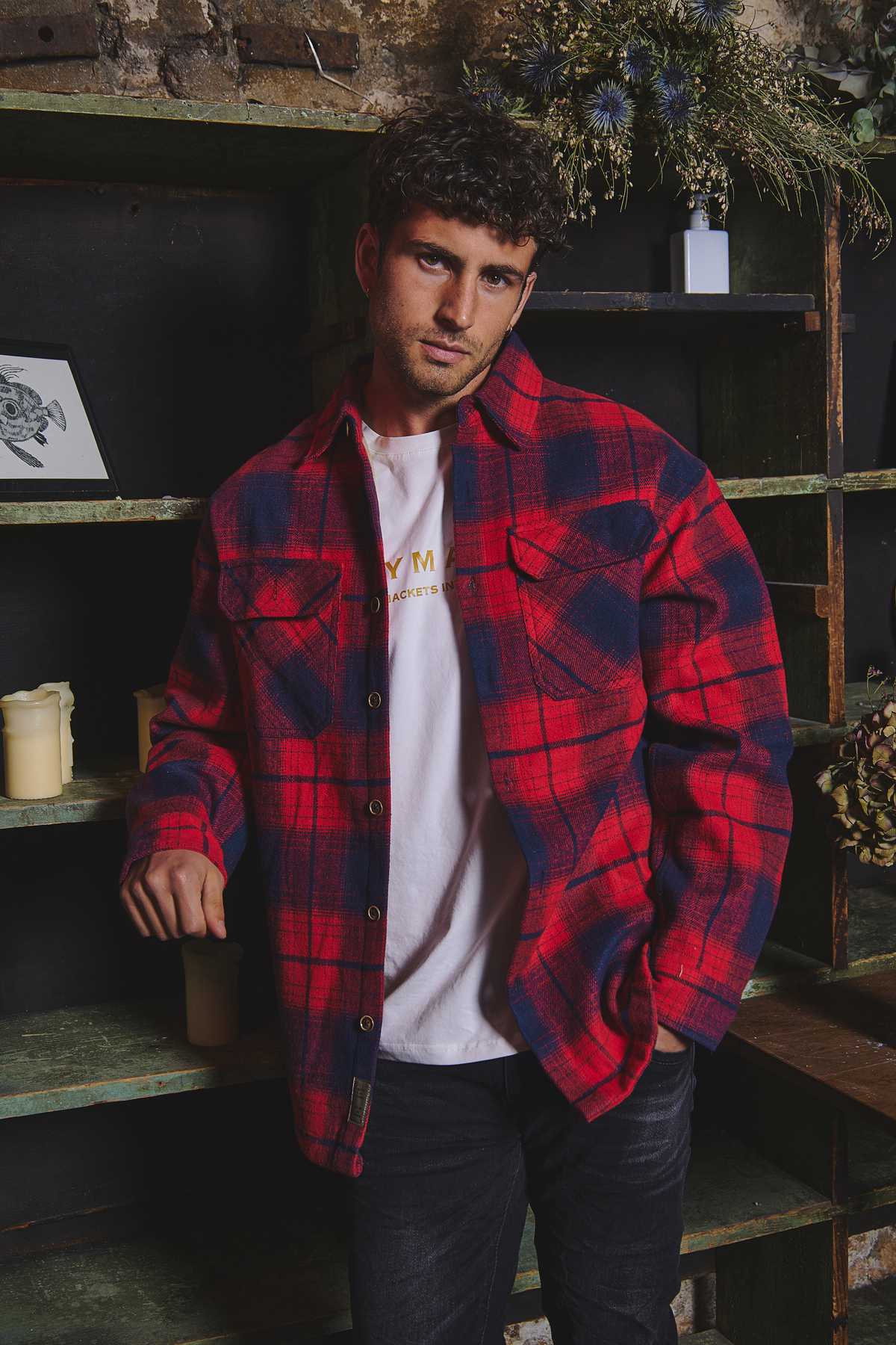 Chemise de cow-boy rétro rouge 100 % coton lourd pour homme Chemise de cow-boy rétro rouge 100 % coton lourd pour homme