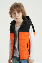 Doudoune sans manches bicolore enfant orange fluo OWEN JR