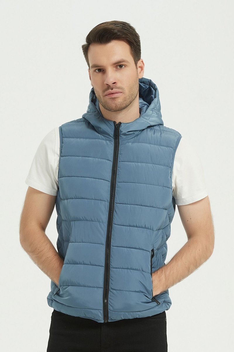 Doudounes sans manche à capuche bleu charon MAXIME