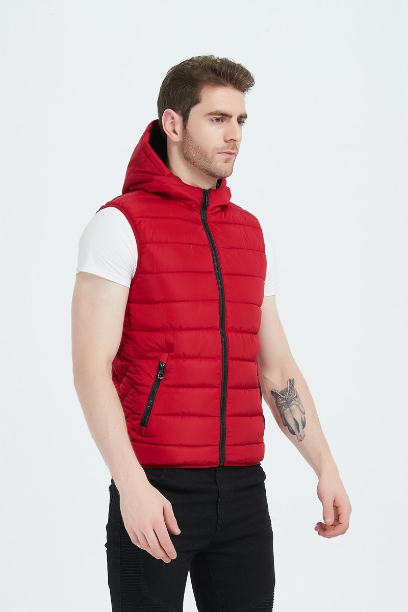 Doudounes sans manche à capuche rouge MAXIME