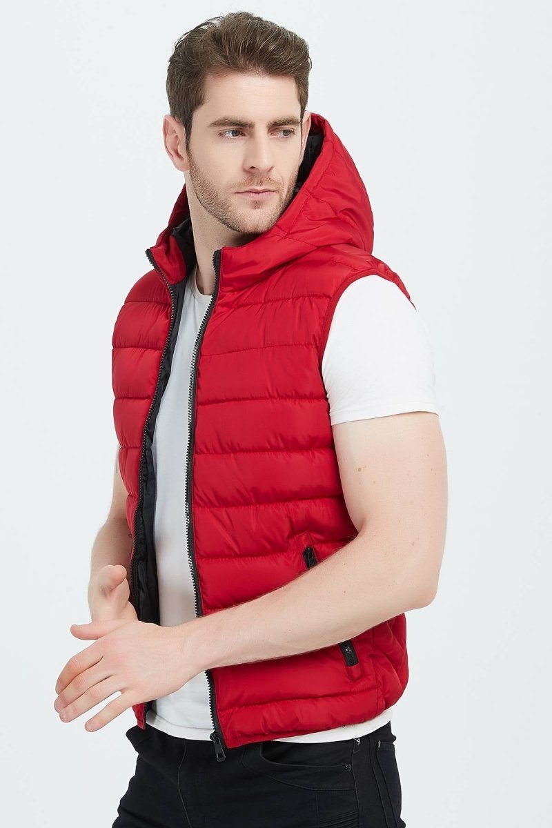 Doudounes sans manche à capuche rouge MAXIME