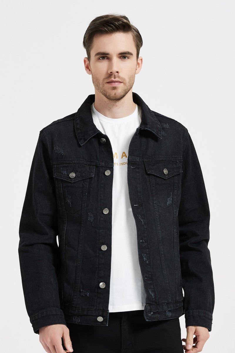 Longue Veste Veste En Jean Noir Col Mouton Buy Black Borg Collar