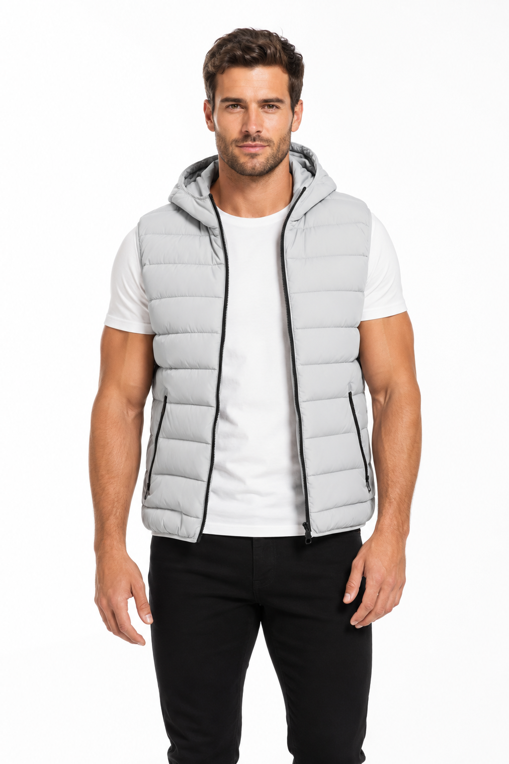 Doudoune sans manches gris clair MAXIME