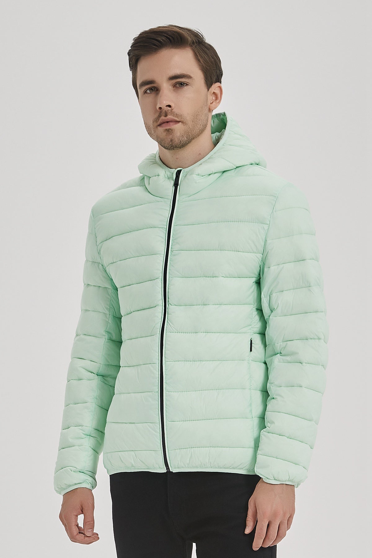 Doudoune à capuche vert clair BARNEY