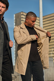 Trench-coat beige homme long et ceinturé NEWMAN