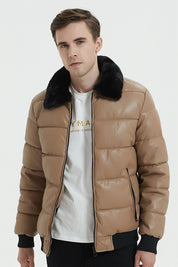 Doudoune col fourrure beige ALIAS