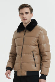 Doudoune col fourrure beige ALIAS