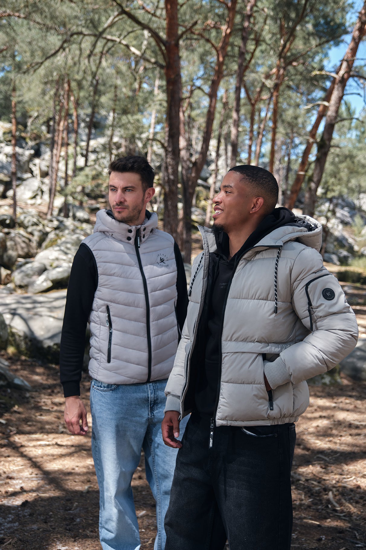 Doudoune gris clair homme à capuche CHARLES