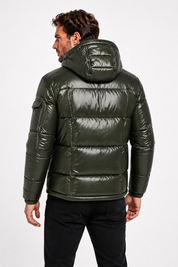 Doudoune Homme vert foncé Brillante avec Capuche ALBIN