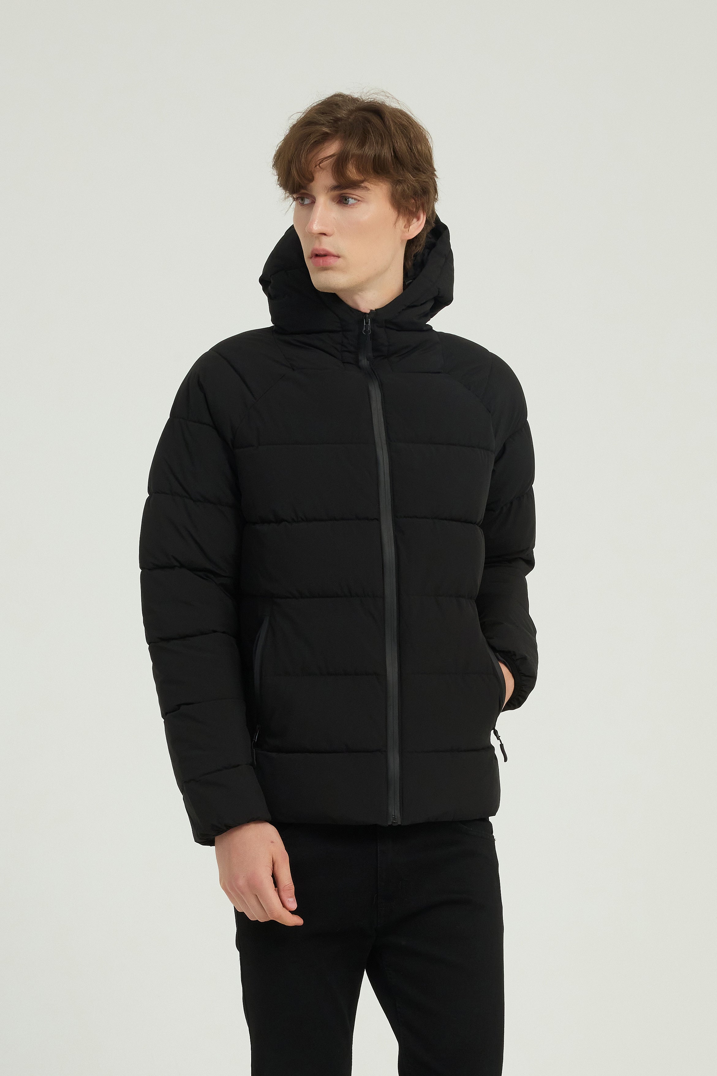 Doudoune matelassée homme noir avec capuche LIONEL