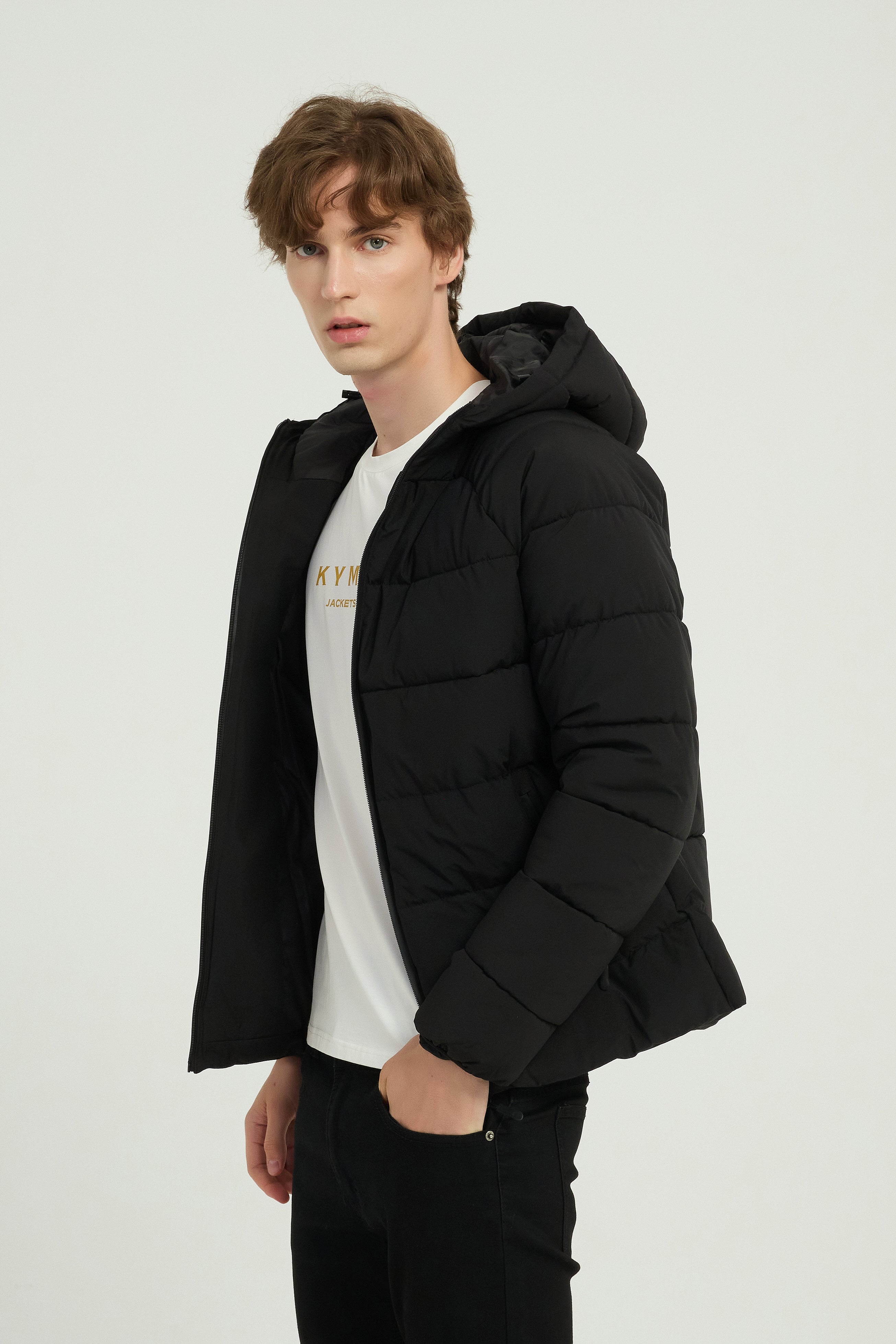 Doudoune matelassée homme noir avec capuche LIONEL