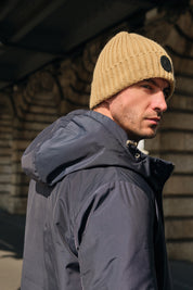 Bonnet en maille côtelée taupe OCTAVIEN