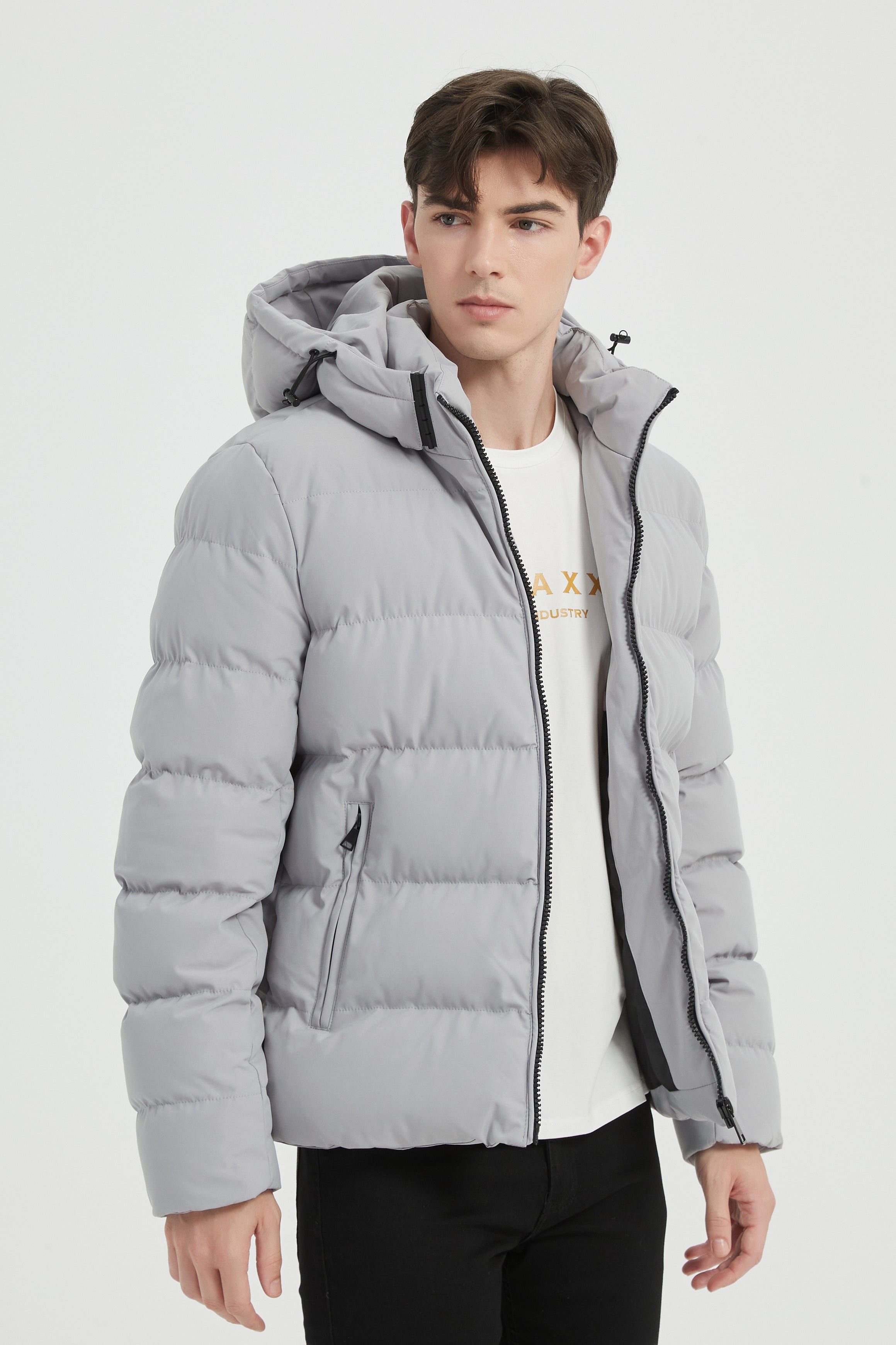 Doudoune Homme Gris claire avec Capuche LAZARE