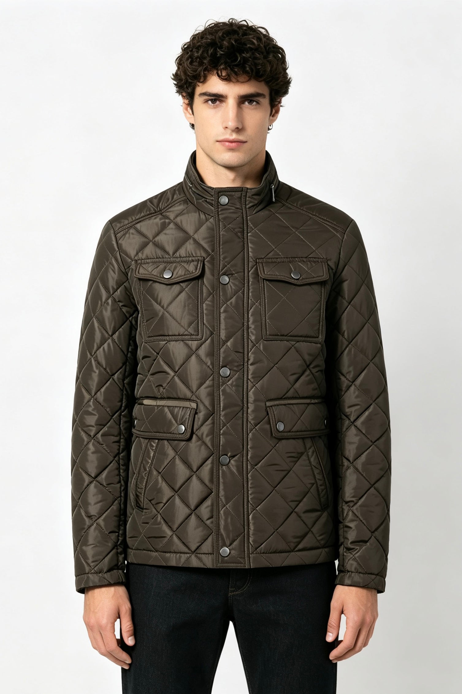 Blouson matelassé marron homme à poches ALPHONSE