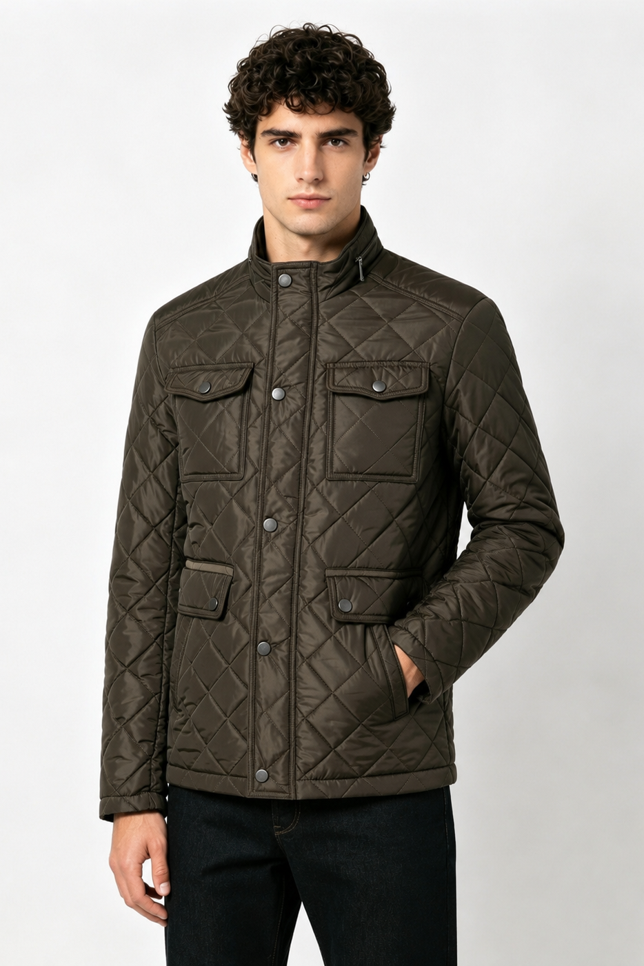Blouson matelassé marron homme à poches ALPHONSE