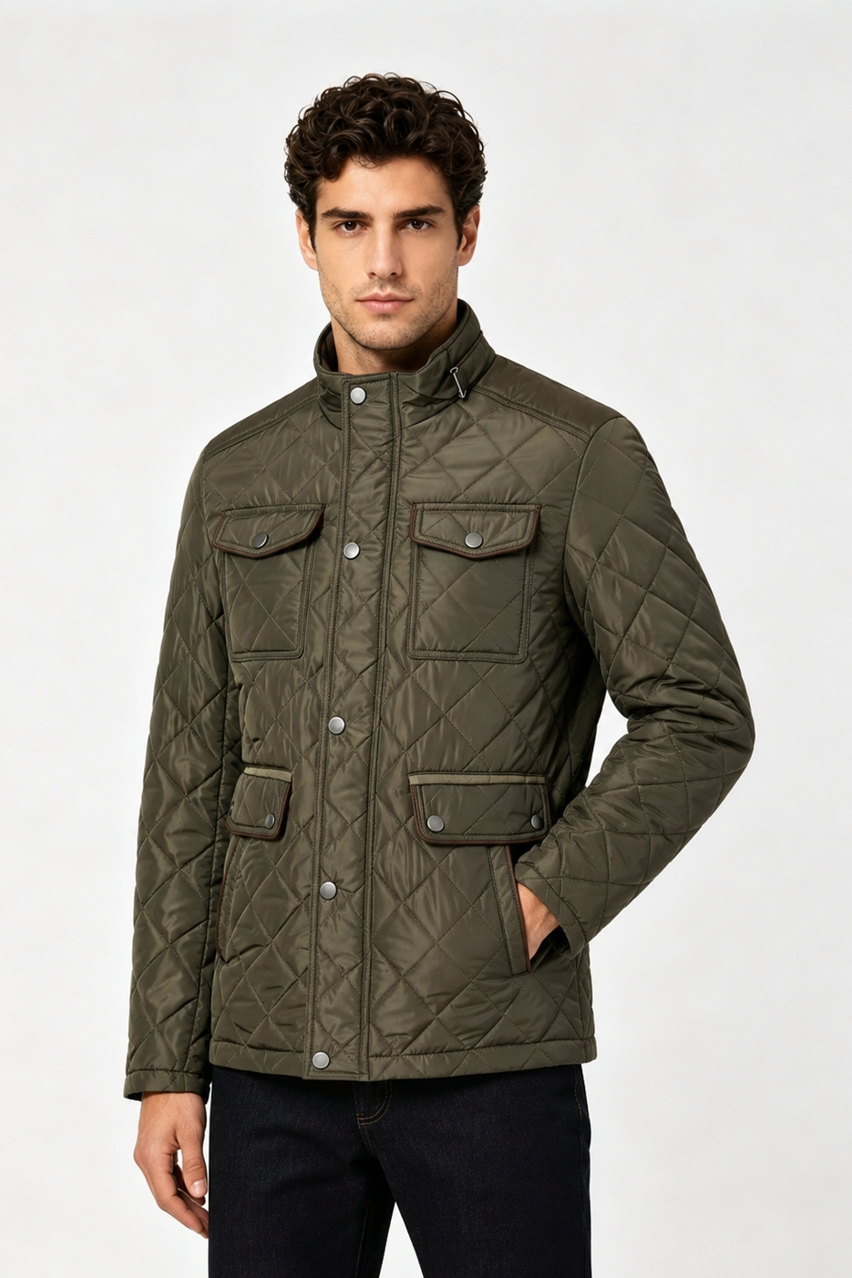 Blouson matelassé kaki homme à poches ALPHONSE