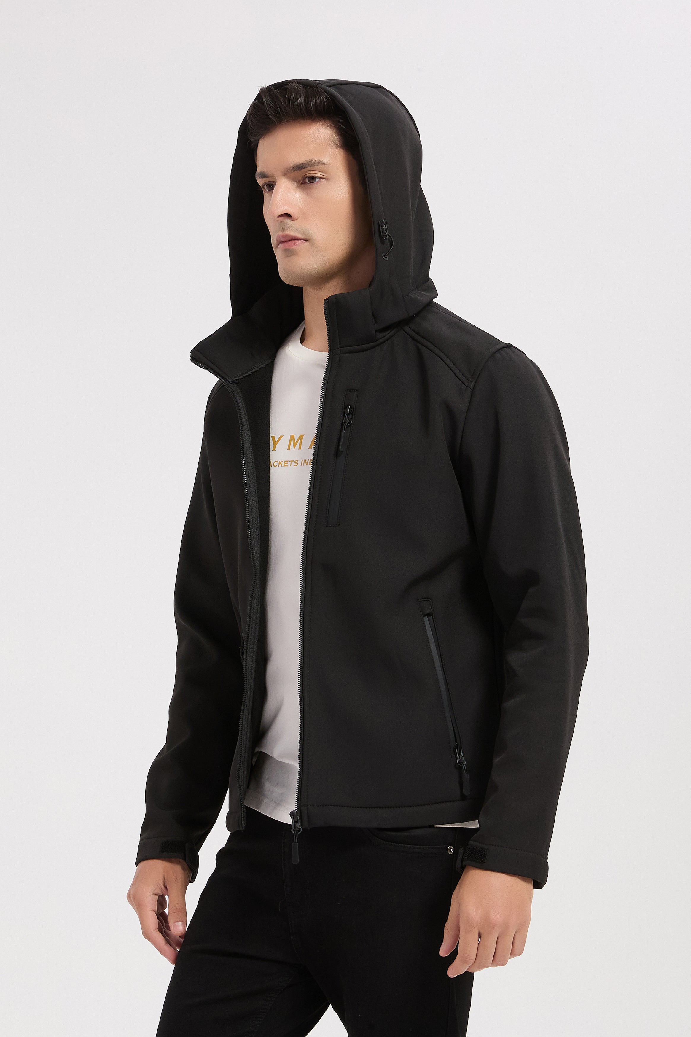 Veste softshell noir homme à capuche ÉTIENNE