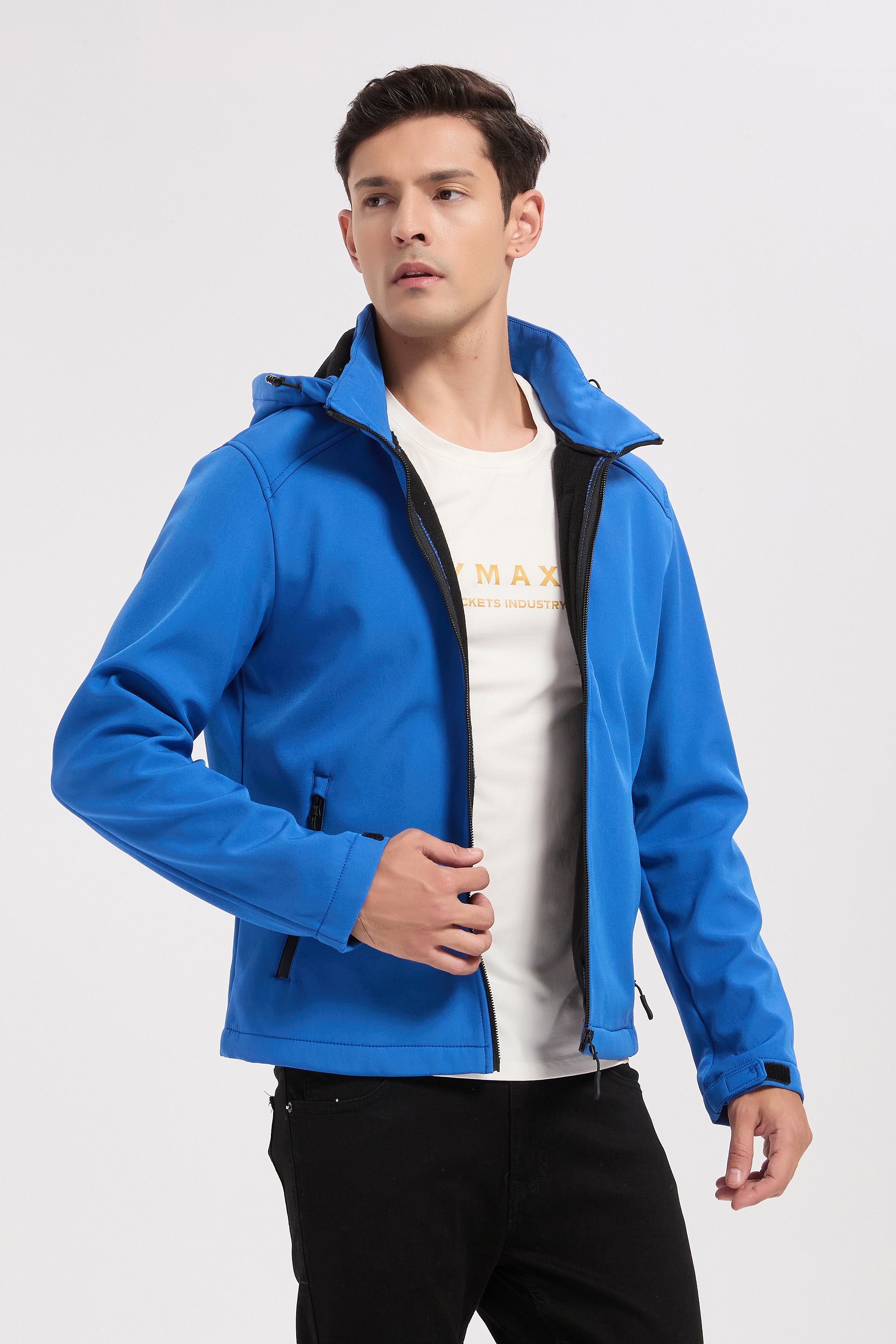 Veste softshell bleu royal homme à capuche ÉTIENNE