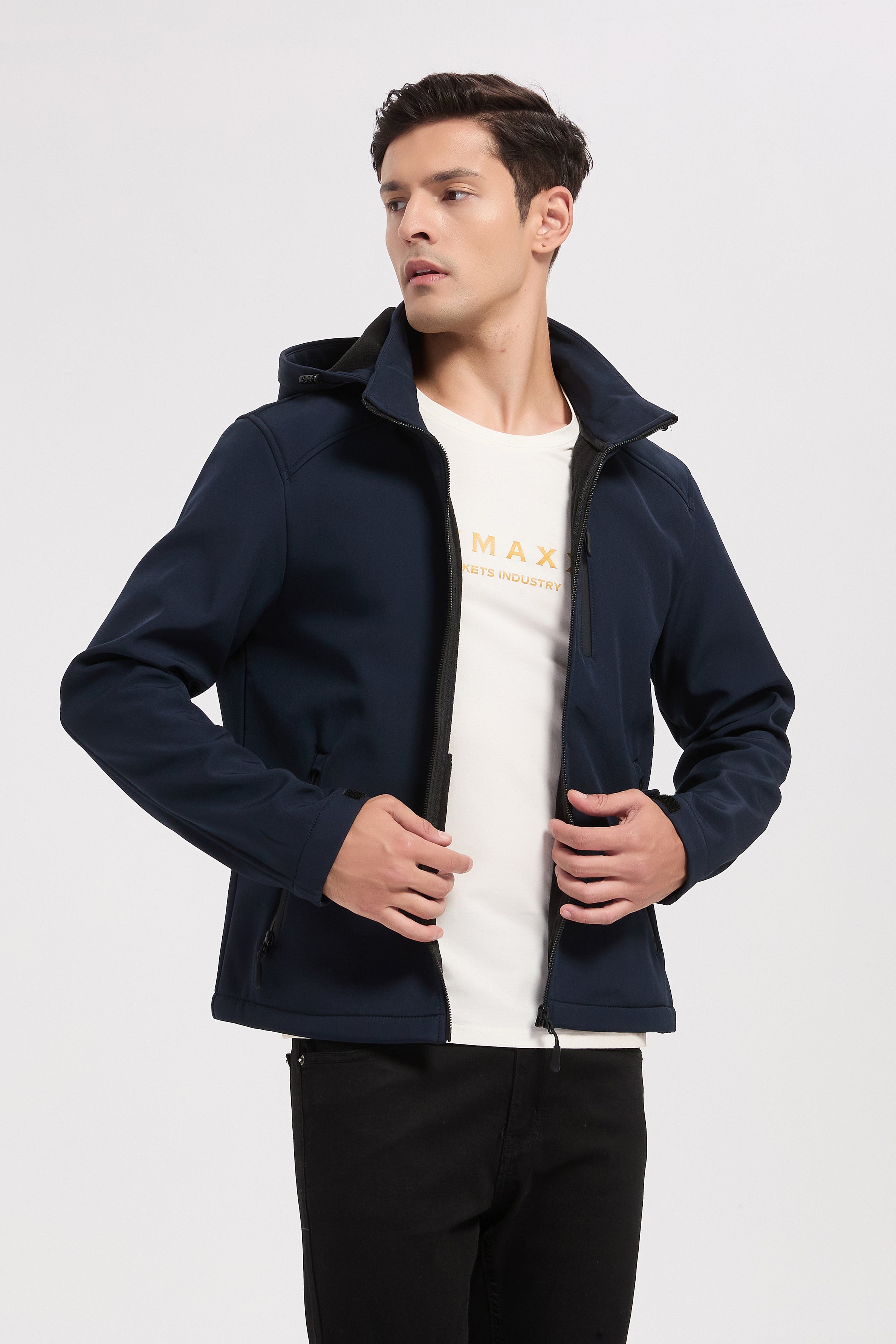 Veste softshell marine homme à capuche ÉTIENNE