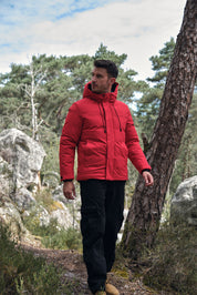 Parka rouge homme à capuche GILBERT