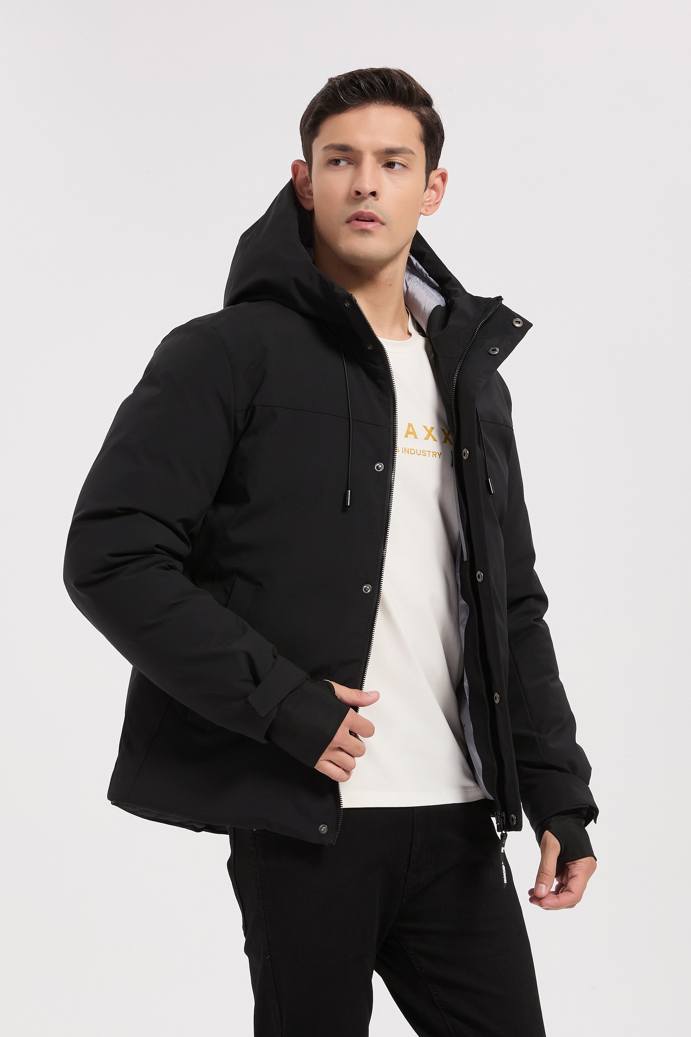 Parka noir homme à capuche GILBERT