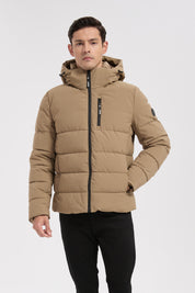 Doudoune beige homme à capuche GILLES