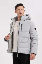 Doudoune gris clair homme à capuche GILLES