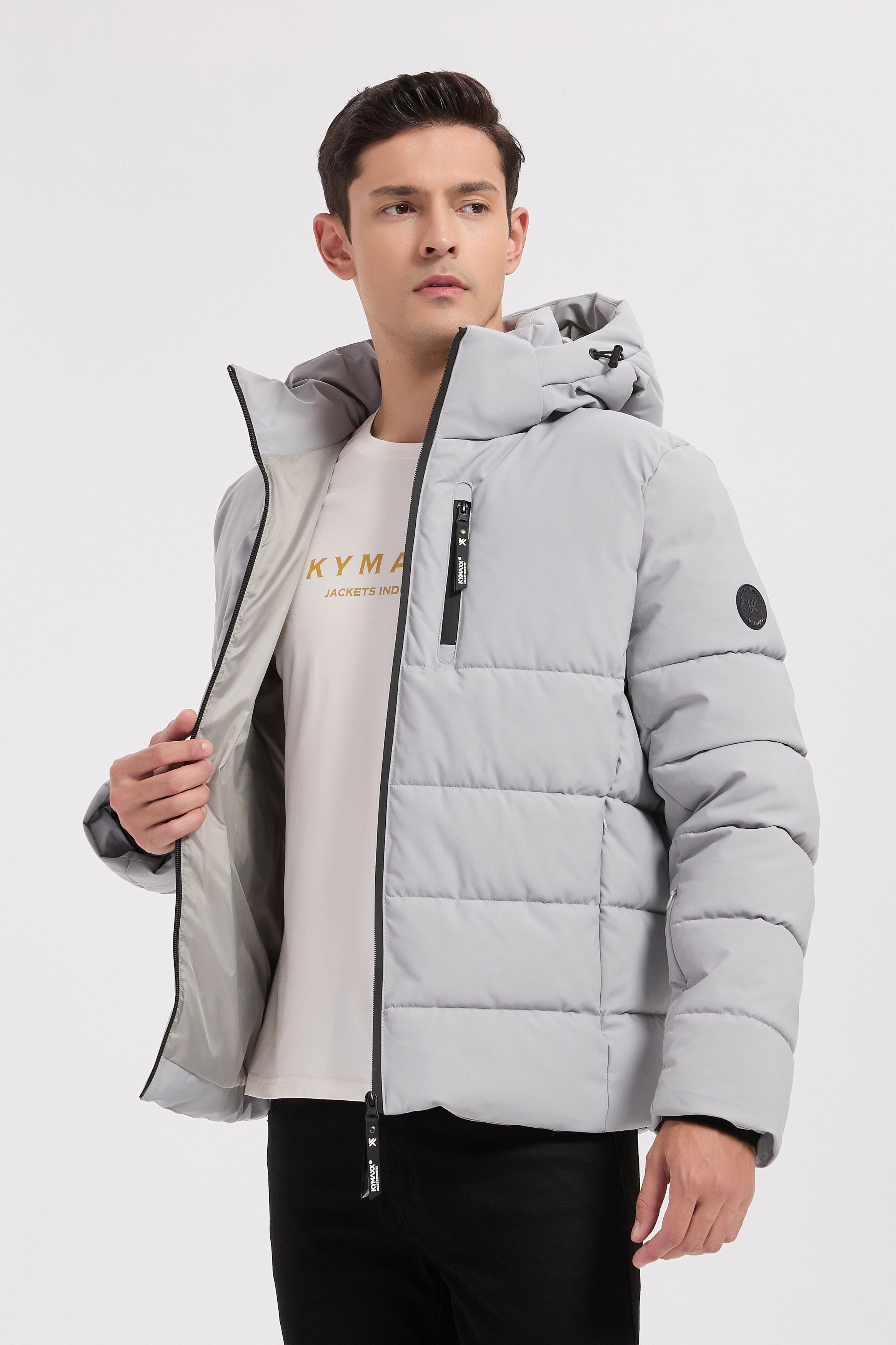 Doudoune gris clair homme à capuche GILLES