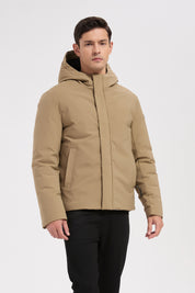 Doudoune courte beige à capuche CAMBELL