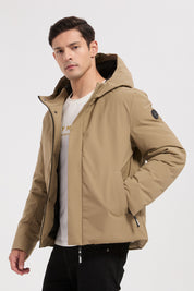 Doudoune courte beige à capuche CAMBELL
