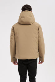 Doudoune courte beige à capuche CAMBELL