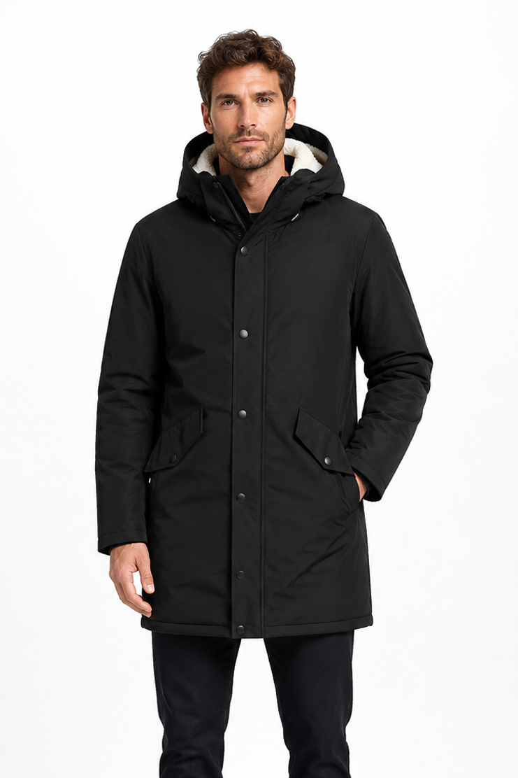 Parka longue noire doublée sherpa JOHNSTON