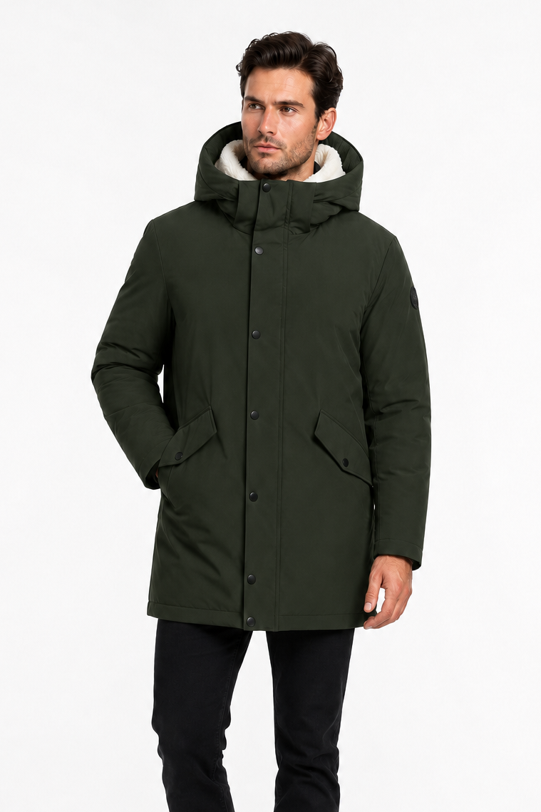 Parka longue vert foncé doublée sherpa JOHNSTON