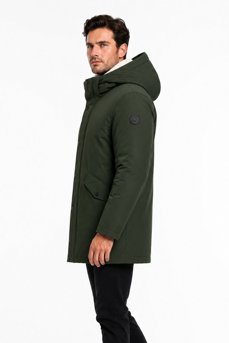 Parka longue vert foncé doublée sherpa JOHNSTON