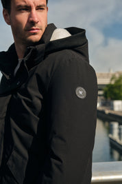 Parka longue noir homme à capuche HUGUES