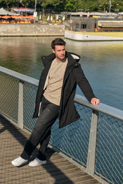Parka longue noir homme à capuche HUGUES