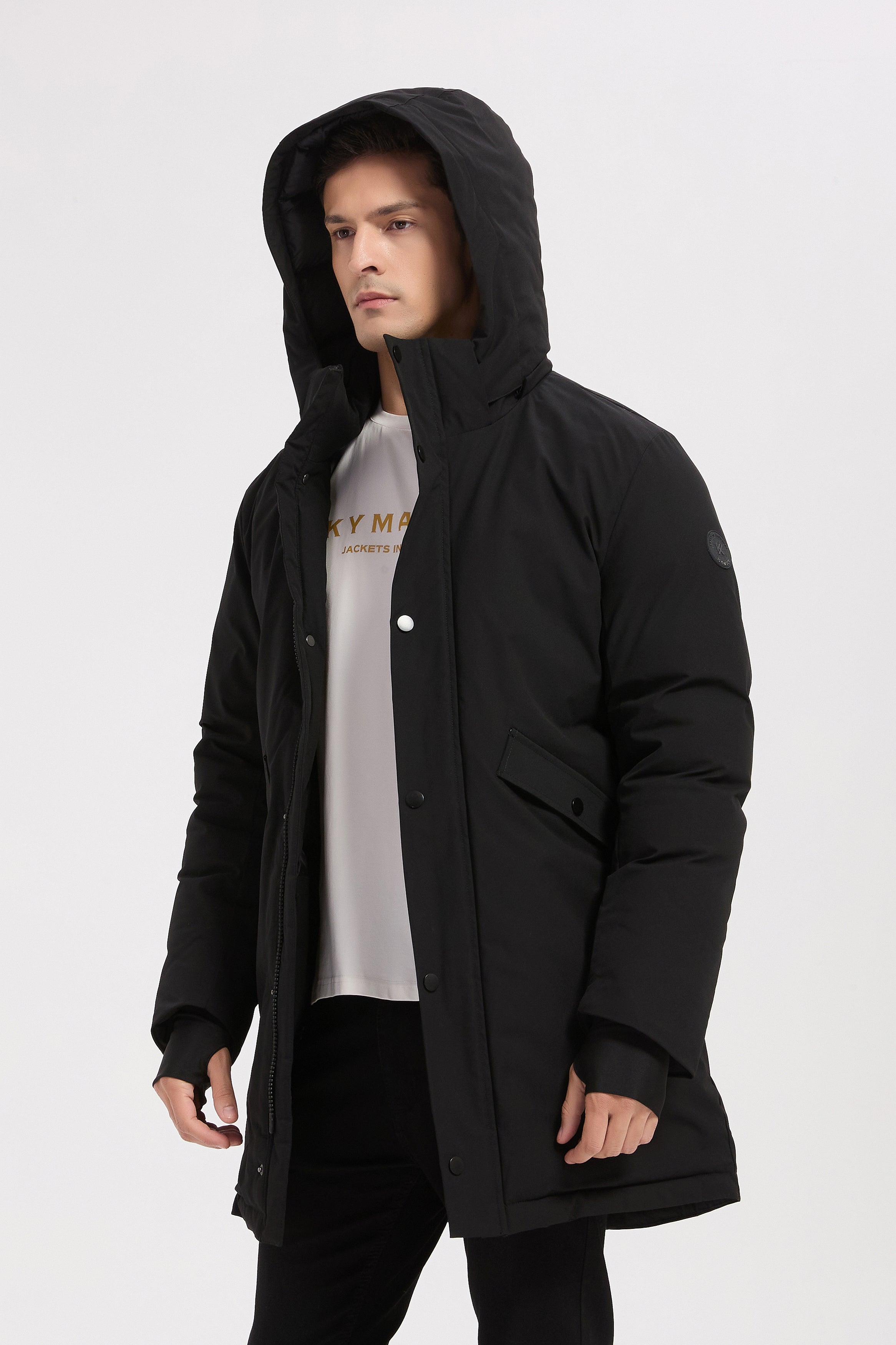 Parka longue noir homme à capuche HUGUES