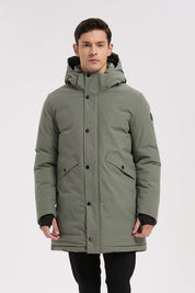 Parka longue vert homme à capuche HUGUES
