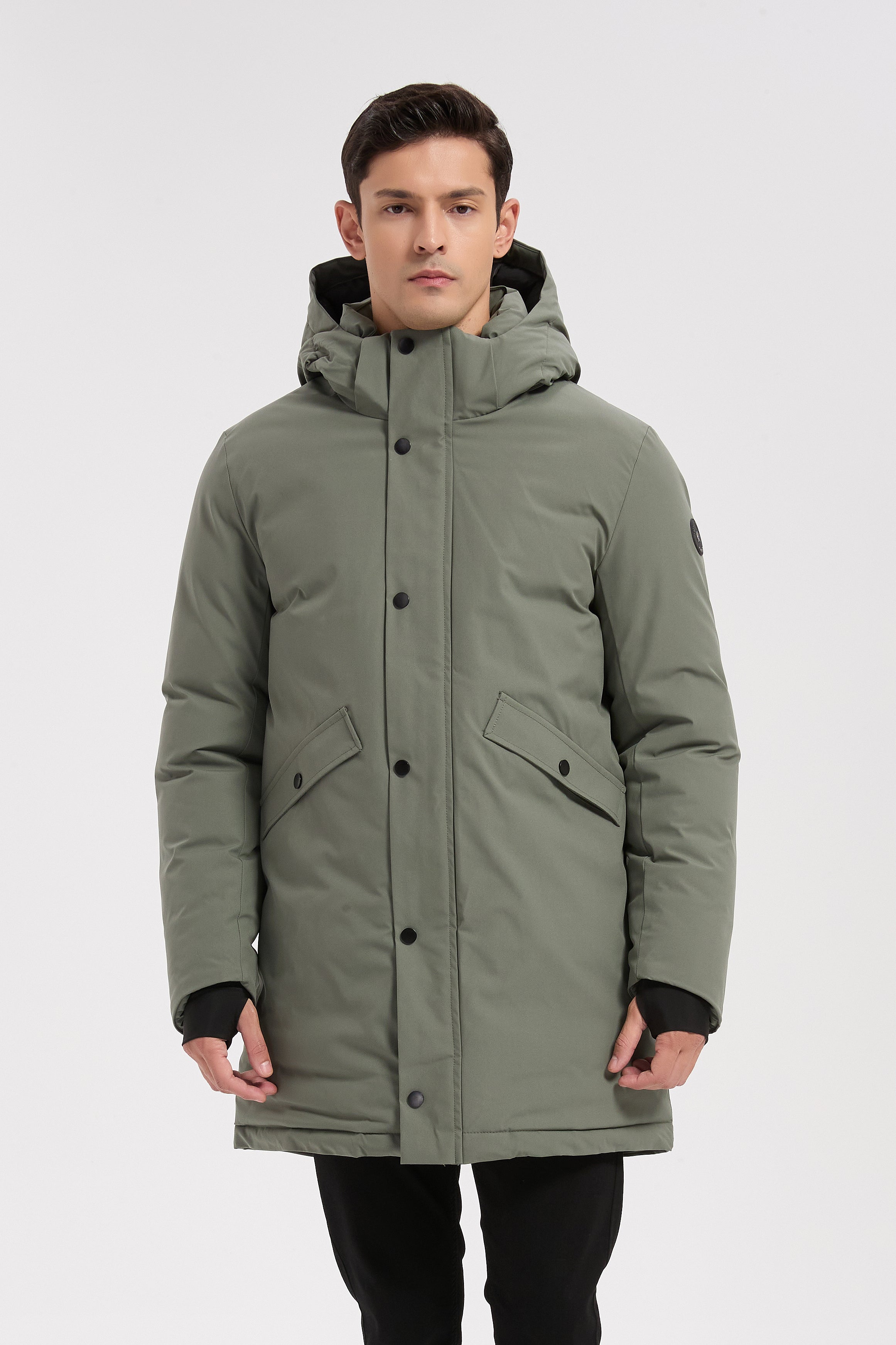 Parka longue vert homme à capuche HUGUES