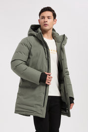 Parka longue vert homme à capuche HUGUES