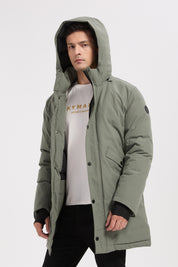 Parka longue vert homme à capuche HUGUES