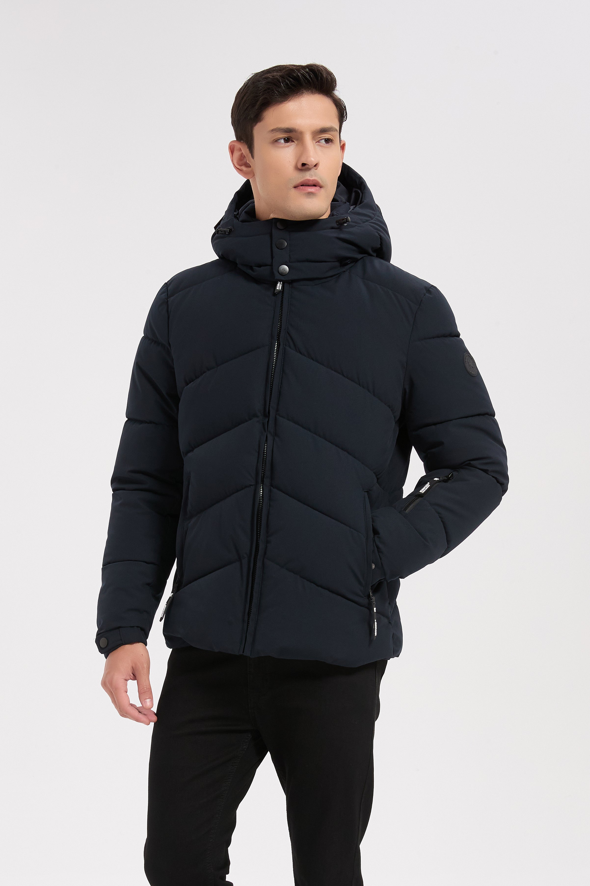 Doudoune bleu marine homme à capuche LÉON
