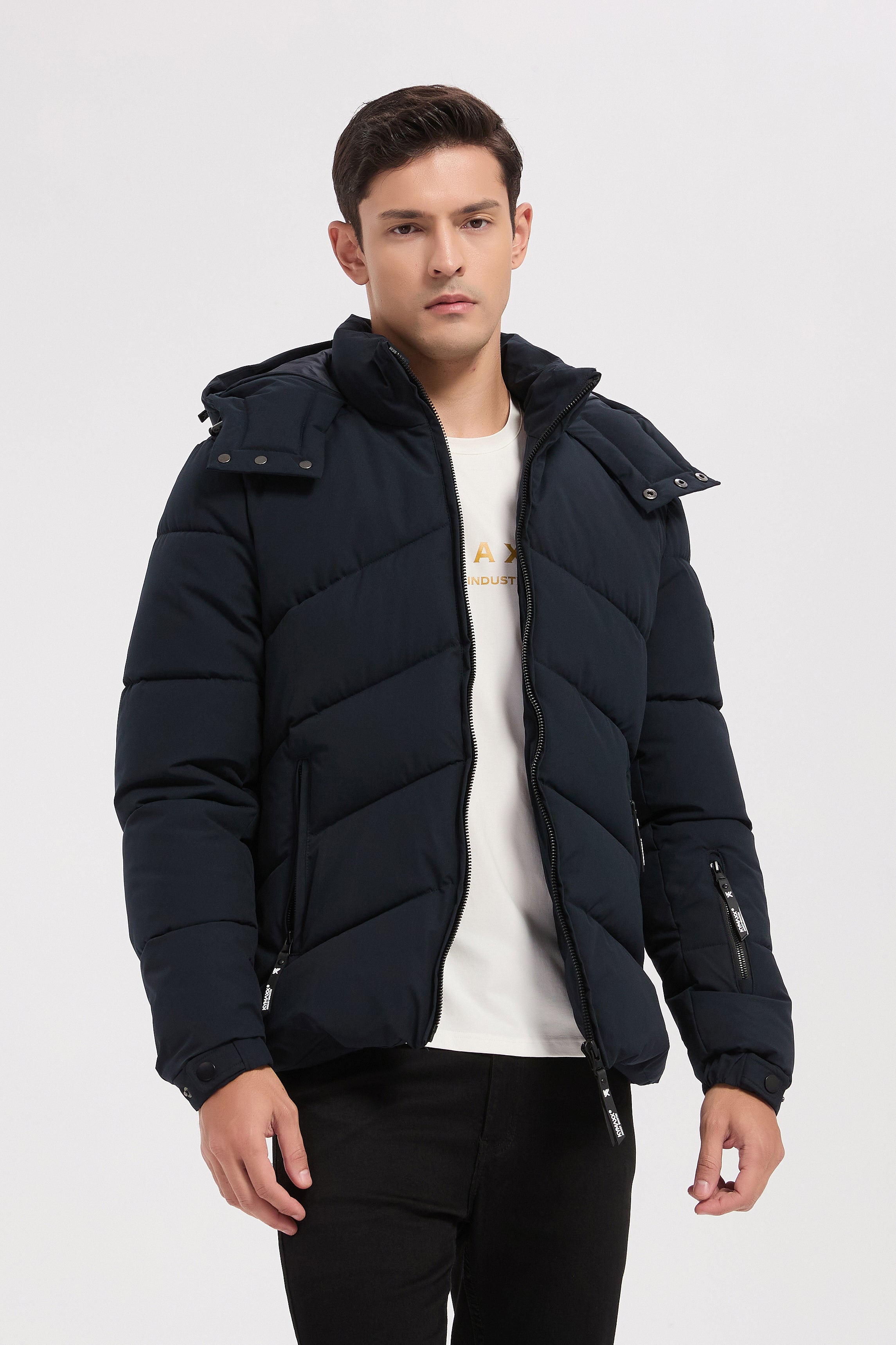 Doudoune bleu marine homme à capuche LÉON