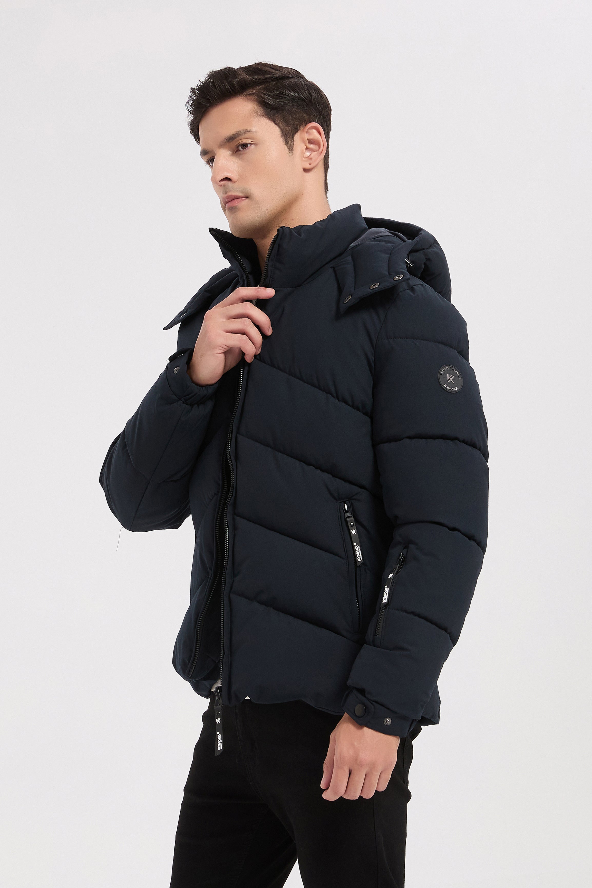 Doudoune bleu marine homme à capuche LÉON