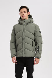 Doudoune vert homme à capuche LÉON