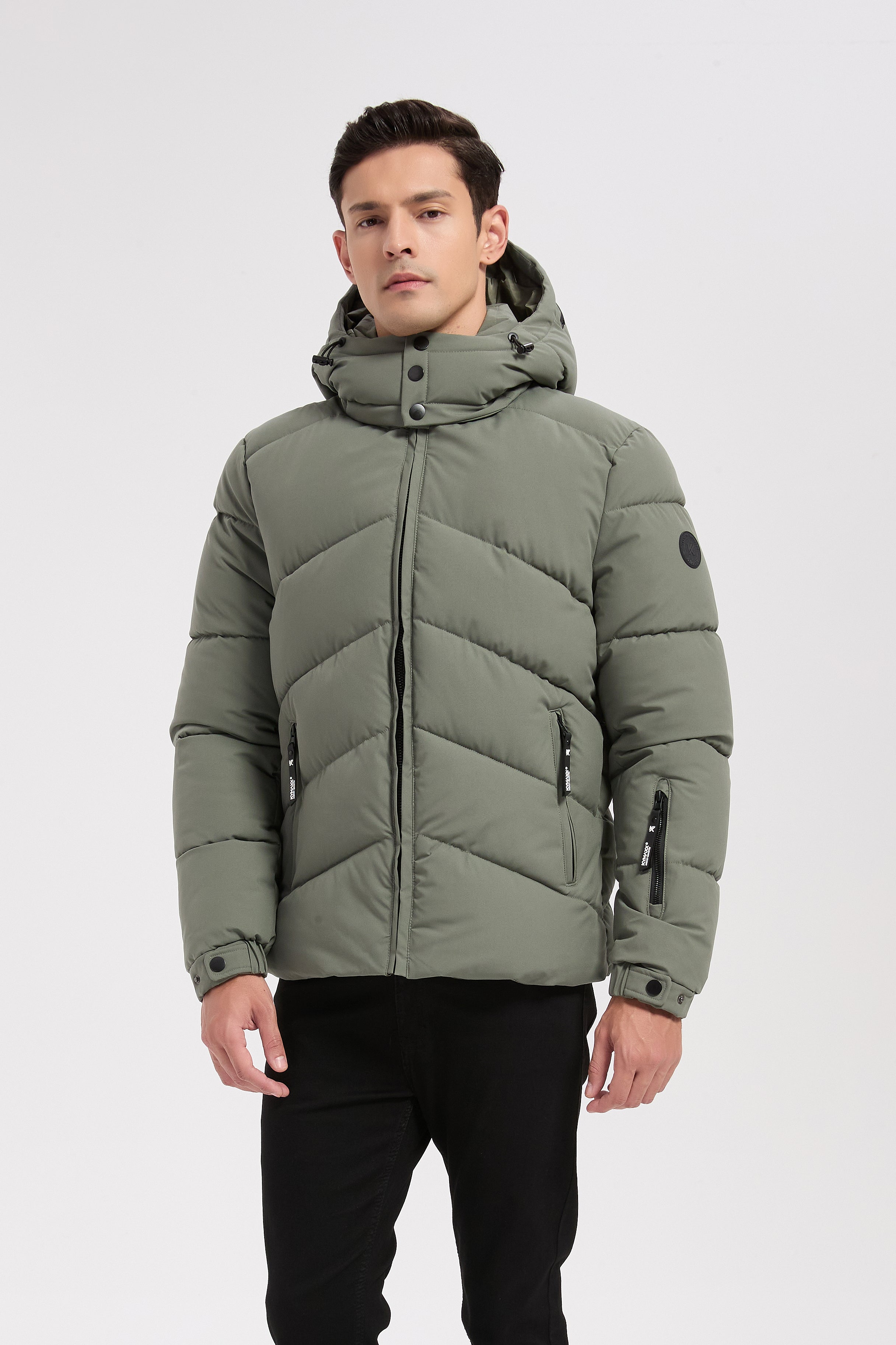Doudoune vert homme à capuche LÉON