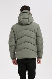 Doudoune vert homme à capuche LÉON