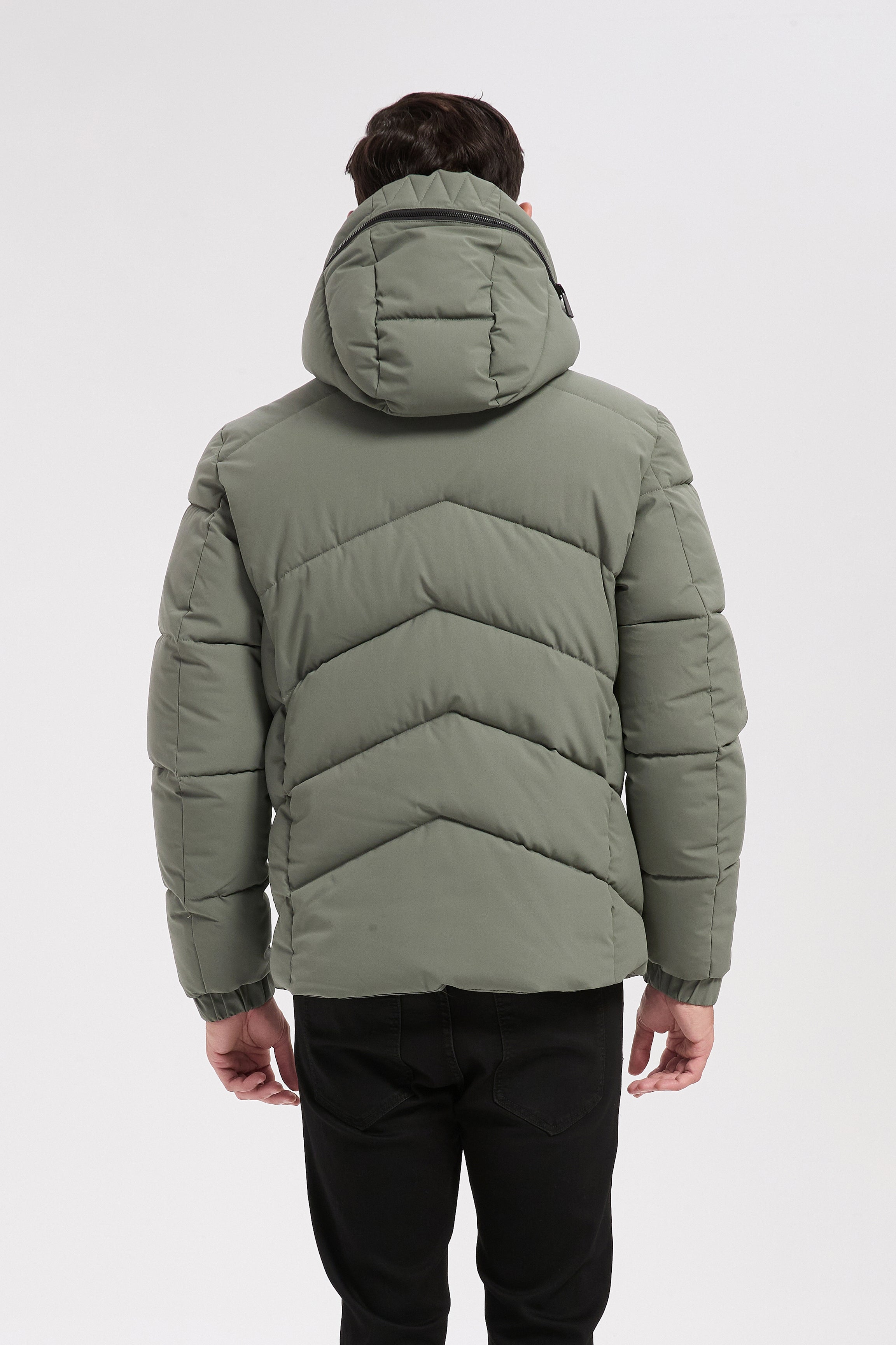 Doudoune vert homme à capuche LÉON